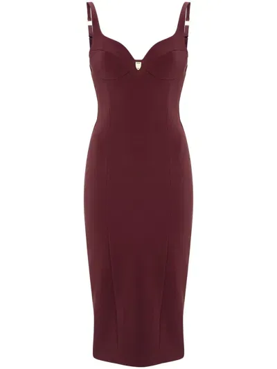 Elisabetta Franchi Stretch Crepe Midi Dress In Burgundy