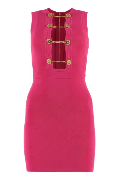 Elisabetta Franchi Knit Mini-dress In Fuchsia