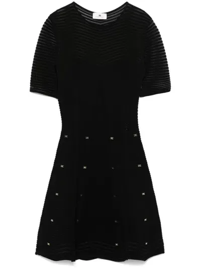 Elisabetta Franchi Herringbone-pattern Mini Dress In Black