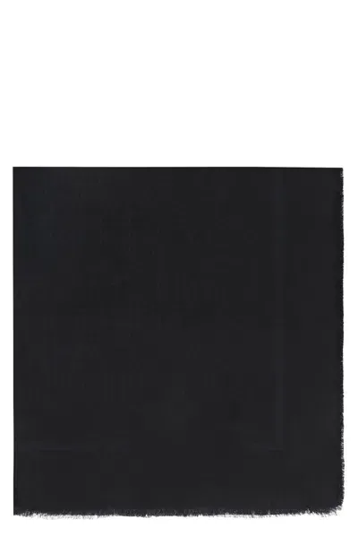 Elisabetta Franchi Jacquard Logo Lettering Square Scarf In Black