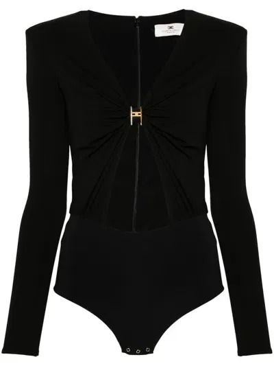 Elisabetta Franchi Jewel-ring Jersey Bodysuit In Negro