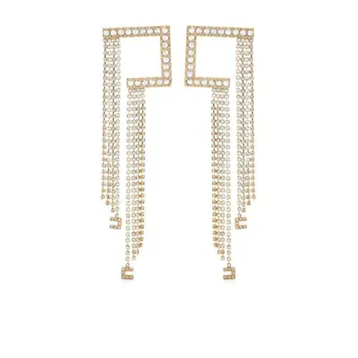 Elisabetta Franchi Crystal-fringe Dangle Earrings In Gold