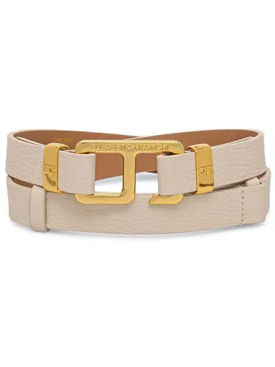 Elisabetta Franchi Leather Belt In Neutrals