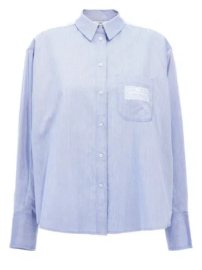 Elisabetta Franchi Logo Embroidery Chevron Shirt Shirt, Blouse Light Blue In Hellblau