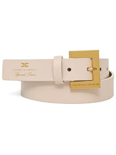 Elisabetta Franchi Logo-engraved Belt In Neutrals