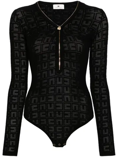 Elisabetta Franchi Logo-jacquard Bodysuit In Black