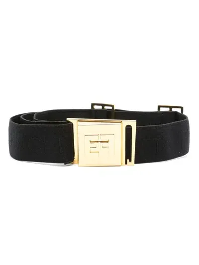 Elisabetta Franchi Logo-jacquard Elasticated Belt In Black