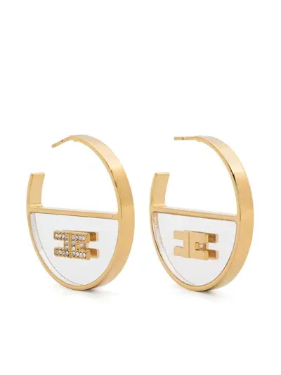 Elisabetta Franchi Logo-plaque Earrings In Gold