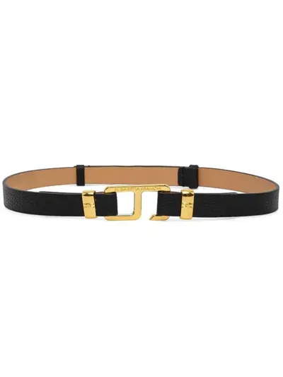 Elisabetta Franchi Logo-plaque Leather Belt In Black