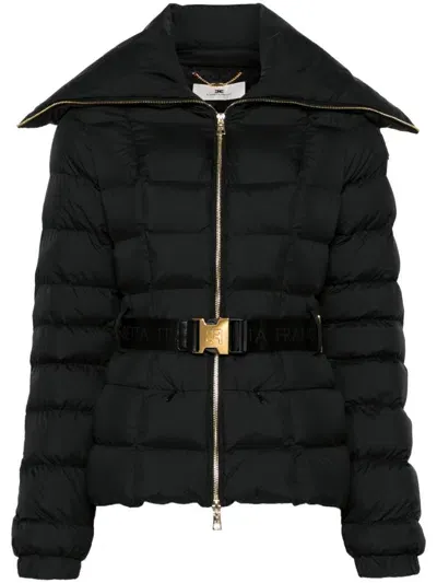 Elisabetta Franchi Quilted Puffer Jacket In Black