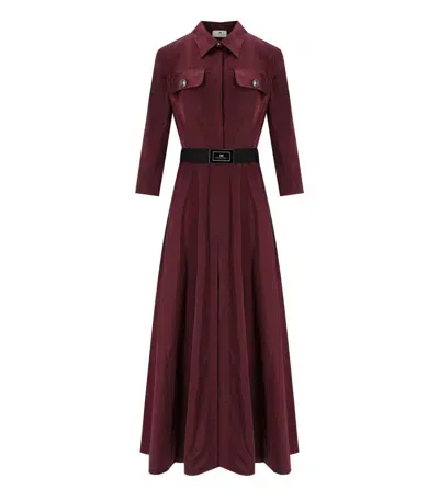 Elisabetta Franchi Rouge Noir Belted Shirt Dress In Black