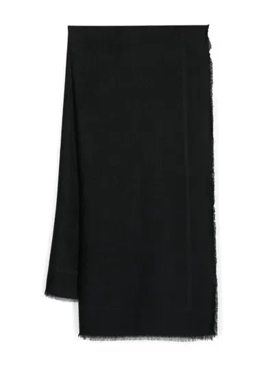 Elisabetta Franchi Logo-jacquard Frayed Scarf In Nero