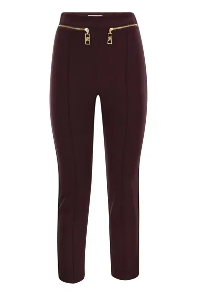 Elisabetta Franchi Straight Crepe Trousers With Zip In Black