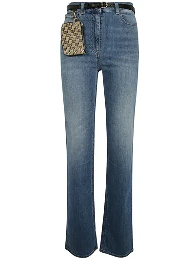 Elisabetta Franchi Straight Leg Jeans In Blue