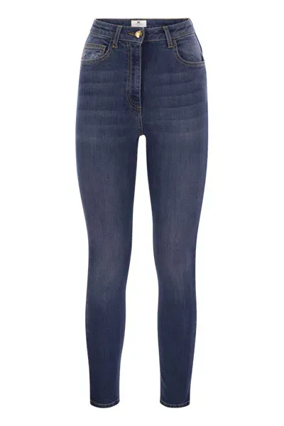 Elisabetta Franchi Stretch Cotton Skinny Jeans In Blue