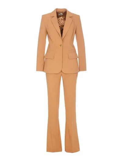 Elisabetta Franchi Stretch Crepe Suit In Cg4 Bronce