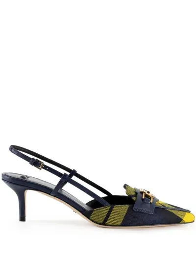 Elisabetta Franchi Tartan Pumps In Blue