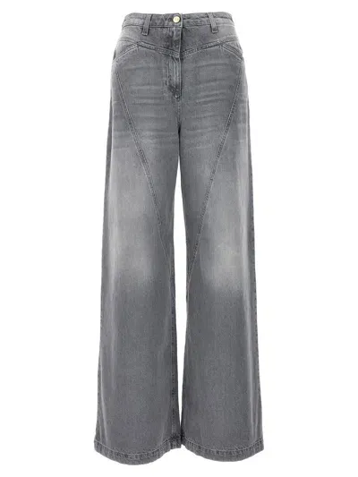 Elisabetta Franchi Wide Leg Jeans In Gris