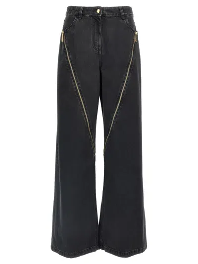 Elisabetta Franchi Zip Detail Jeans In Black