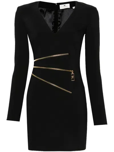 Elisabetta Franchi Zip-detailed Mini Dress In Black