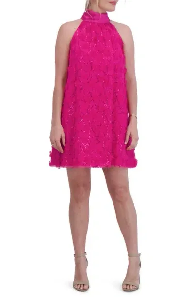 Eliza J Sequin Appliqué Shift Dress In Hot Pink