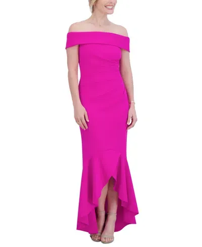 Eliza J Women's High-low Off-the-shoulder Gown In Fuchsia