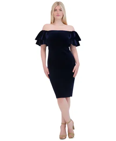 Eliza J Women's Velvet Off-the-shoulder Dress In Navy