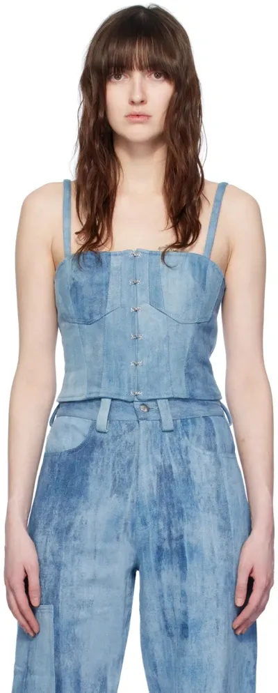 Elleme Blue Paneled Denim Camisole In Light Blue