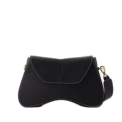 Elleme Stitching Detailed Space Shoulder Bag In Black