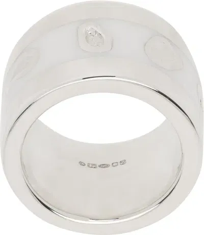 Ellie Mercer Silver & White Island Texture Band Ring In Silver/white