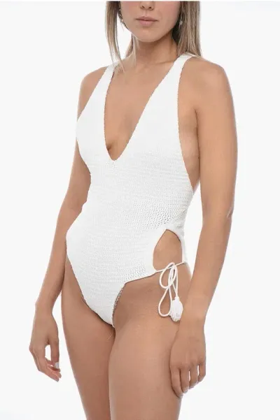 Elou Crochet One Piece Swimsuit With Cut-out Details In White