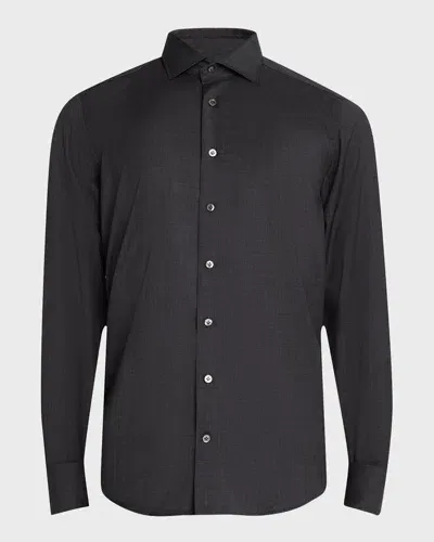 Emanuel Berg Men's Wool Sport Shirt In Charcoal