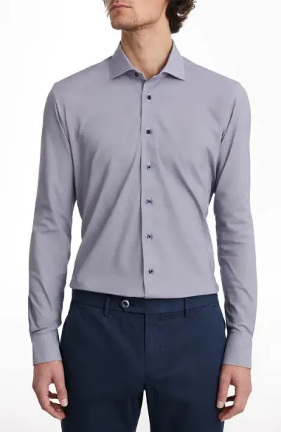 Emanuel Berg Modern Fit 4flex Knit Dress Shirt In Navy