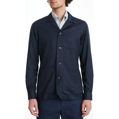 Emanuel Berg Wool Flannel Shirt Jacket In Dark Blue