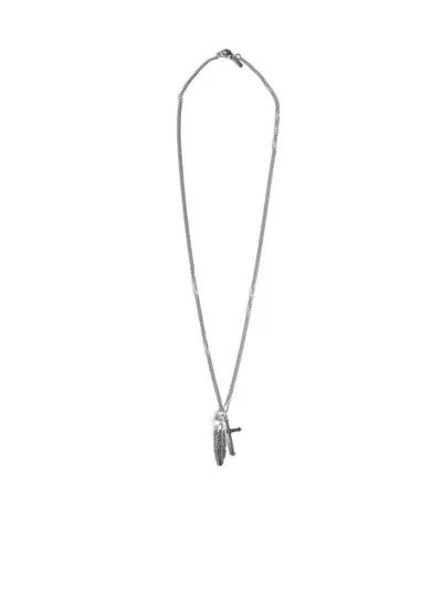 Emanuele Bicocchi Feather And Cross Pendant Necklace In Silver