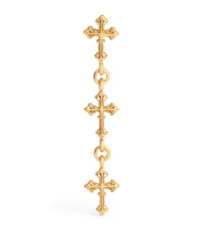 Emanuele Bicocchi Gold-plated Cross Drop Single Earring In Silver