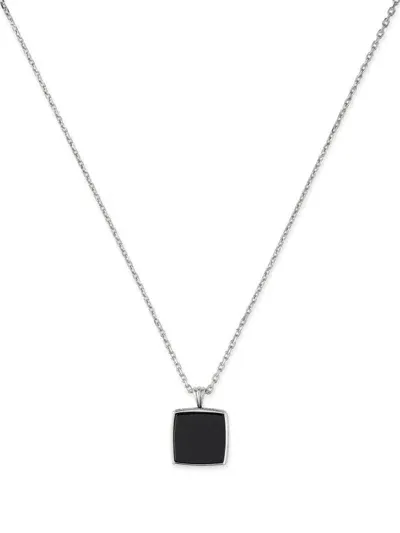 Emanuele Bicocchi Square Onyx Pendant Necklace In Silver