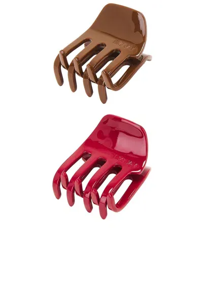 Emi Jay For Fwrd Petite Clip Set Of 2 In Cherry Kiss & Toasted