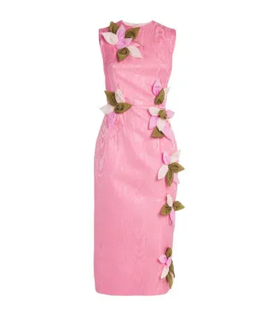 Emilia Wickstead Embellished Cappia Midi Dress In Pink