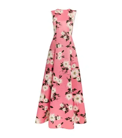 Emilia Wickstead Floral Nodin Gown In Large Dahlia Coral