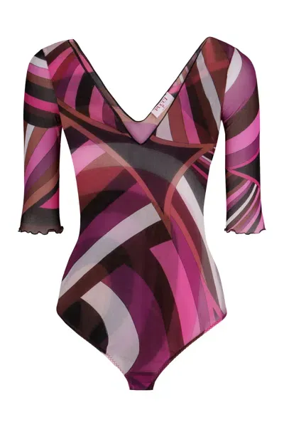 Emilio Pucci Printed Bodysuit In Pink