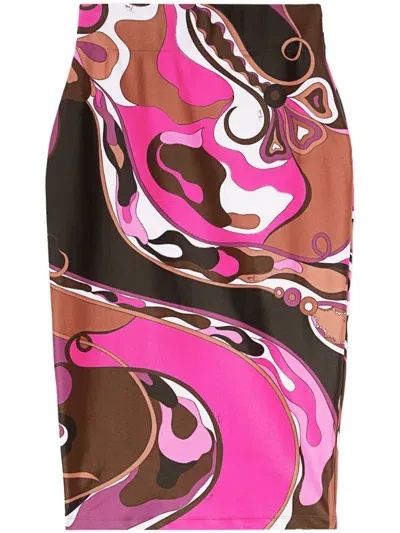 Emilio Pucci Printed Midi Skirt In Multicolor