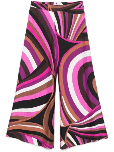 Emilio Pucci Printed Silk Trousers In Pink