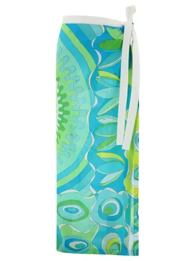 Emilio Pucci Sarong With Vivara Print In Green