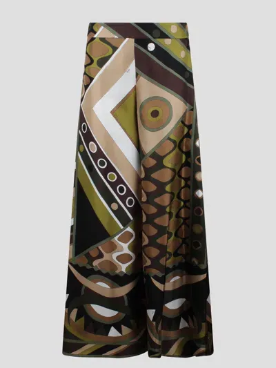 Emilio Pucci Vivara-print Silk-twill Trousers In Multi