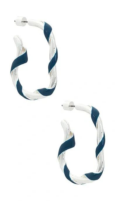 Emma Pills Dark Denim Twist Hoops In Silver & Indigo