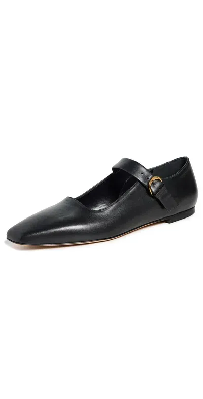 Emme Parsons Tramonto Croc-effect Leather Mary Jane Ballet Flats In Black Calfskin