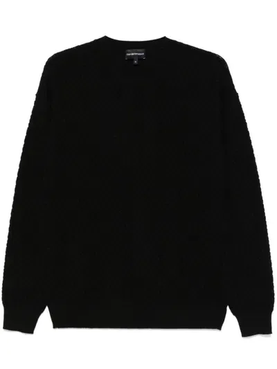 Emporio Armani 3d-knit Sweater In Black