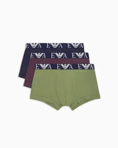 Emporio Armani 3er-pack Eng Anliegende Boxershorts Mit Auffälligem Monogramm-logo In Multi