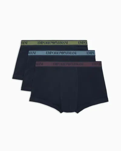 Emporio Armani 3er-pack Eng Anliegende Boxershorts Mit Mittigem Logo-band In Multi